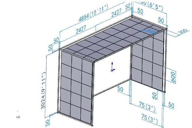 LT-4818-30 frame and panel layout with dimensions in millimeters