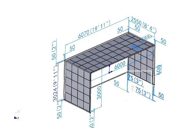 LT-6024-30 frame and panel layout with dimensions in millimeters